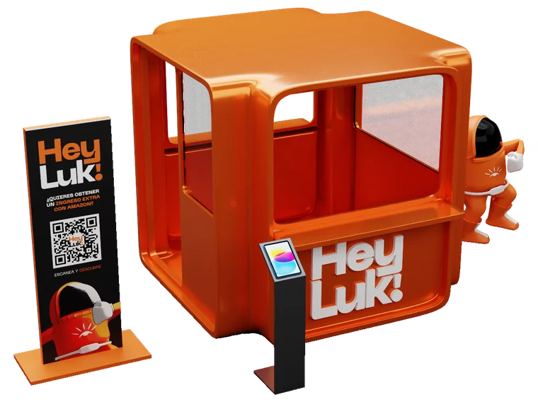 Un kiosco cerrado para venta con personal