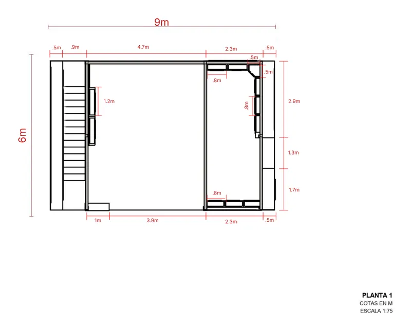 Planta 1 · esc. 1:75
